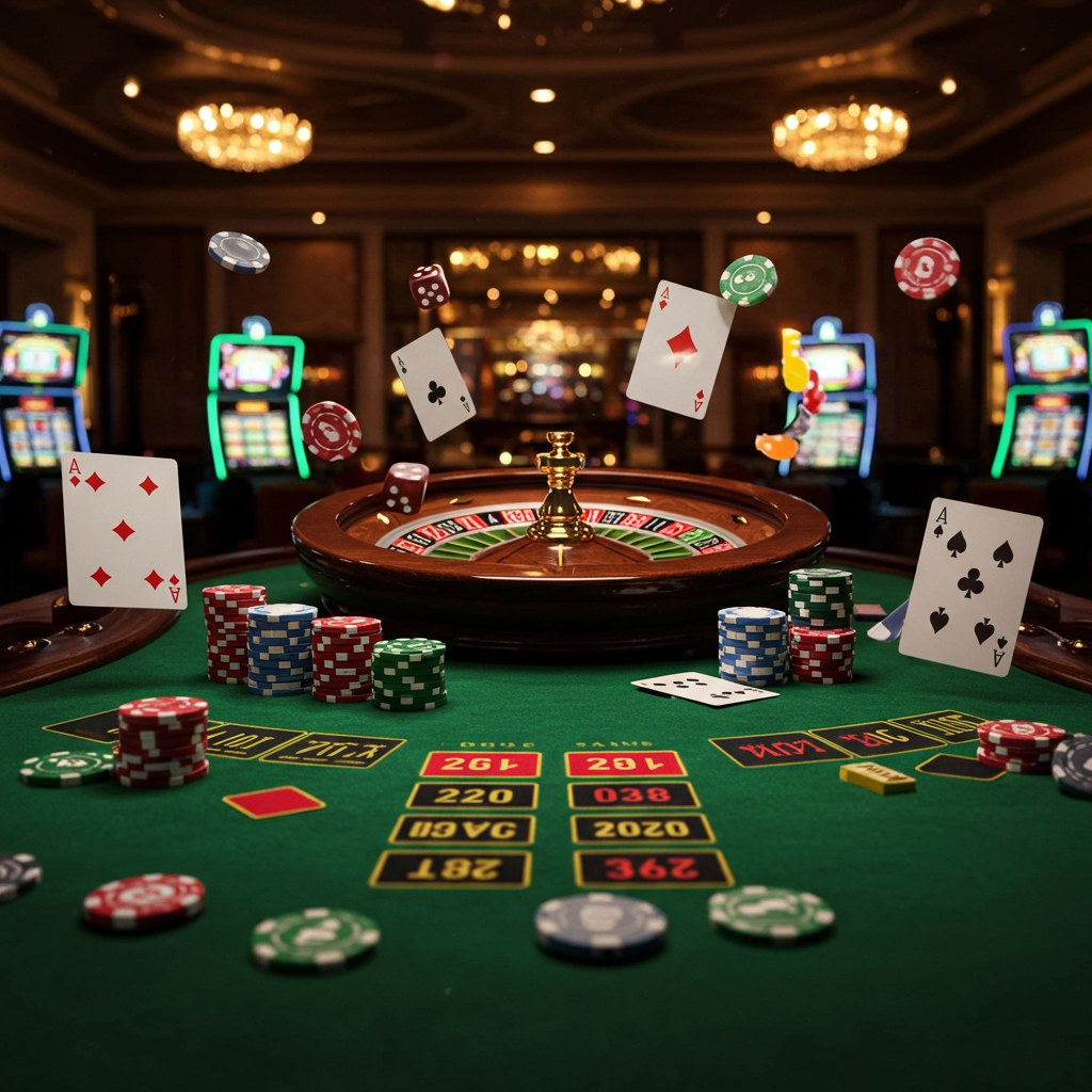 A poker hand chart and chips on a virtual table