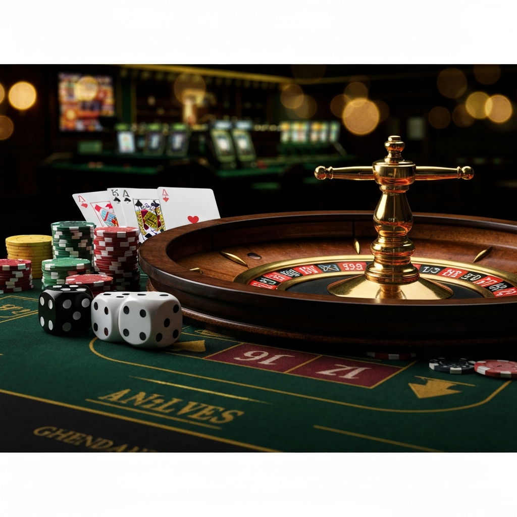 A variety of casino chips and cards on a gaming table, symbolizing bankroll management