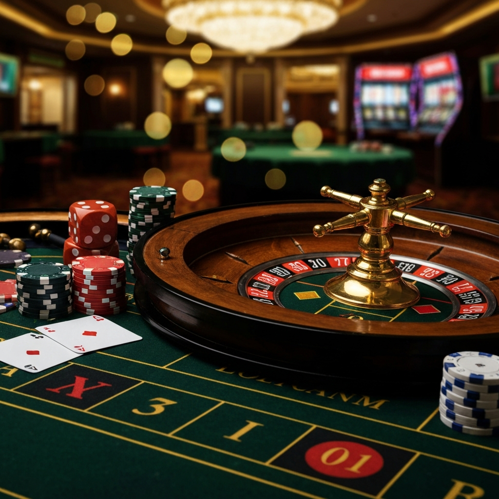 Casino payment methods represented by various cards and chips