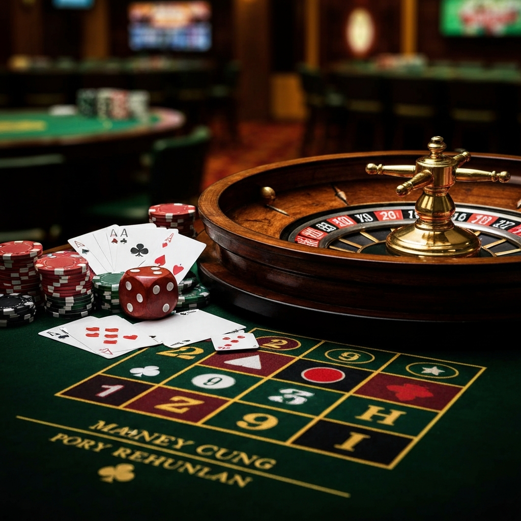 An online roulette wheel and betting table