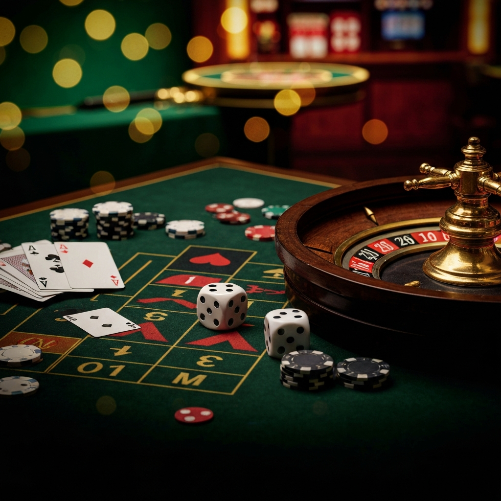 A virtual, futuristic casino environment representing metaverse gambling.