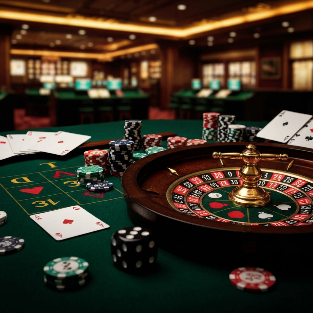 A promotional image showing casino bonus offers and chips