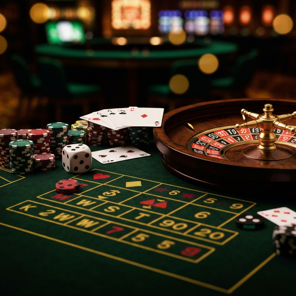 Mathematical charts and casino chips