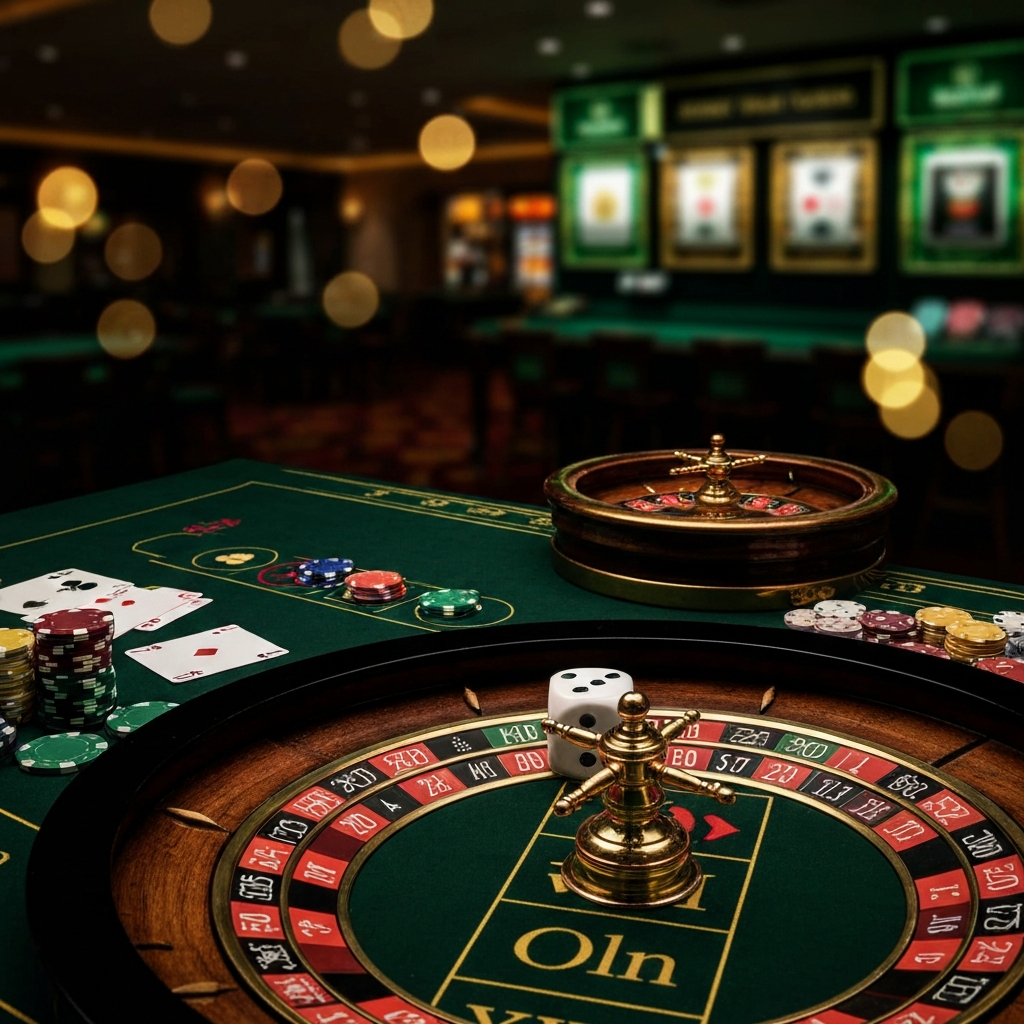 Colorful slot machine reels spinning in an online casino