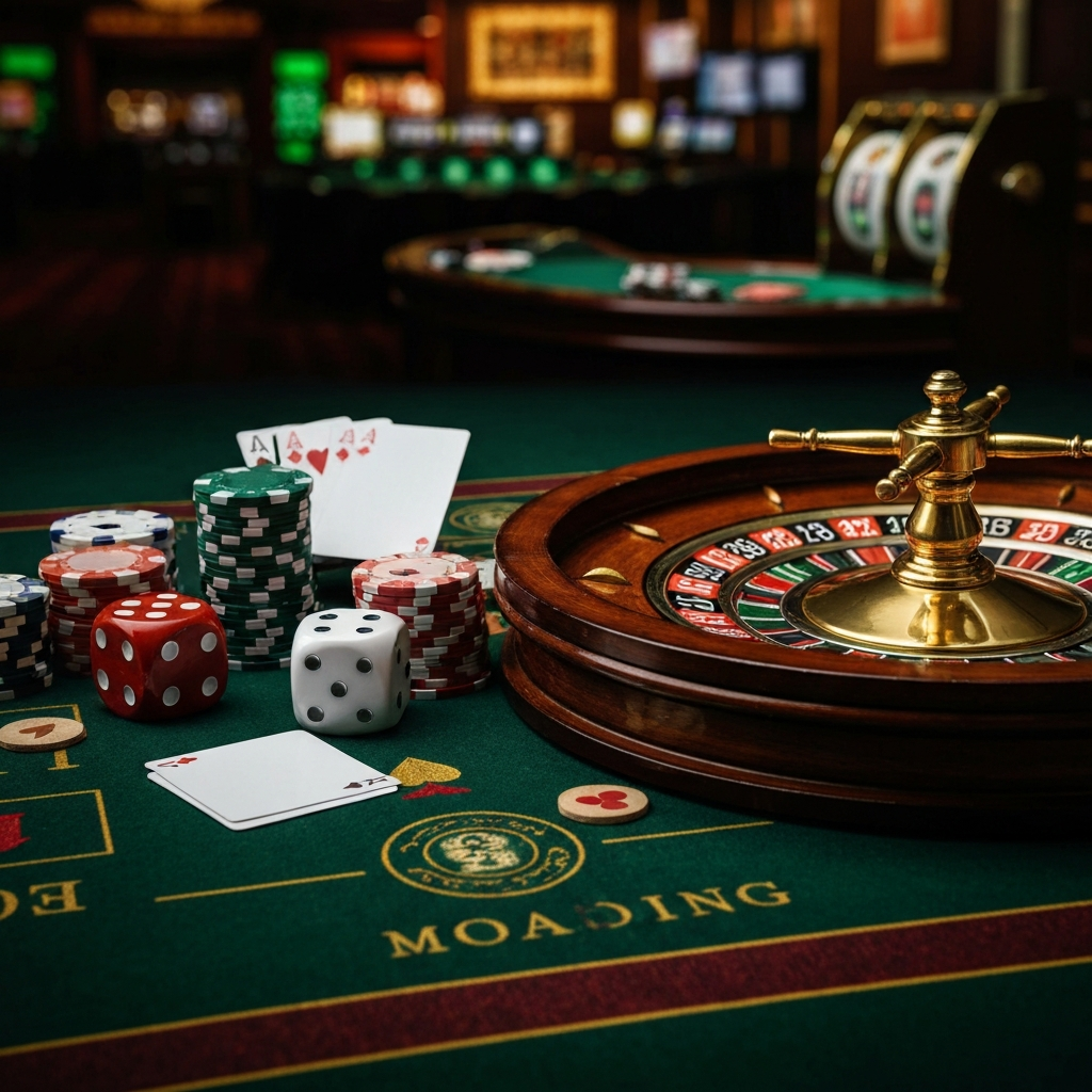 Casino table showing chips and cards for betting strategies