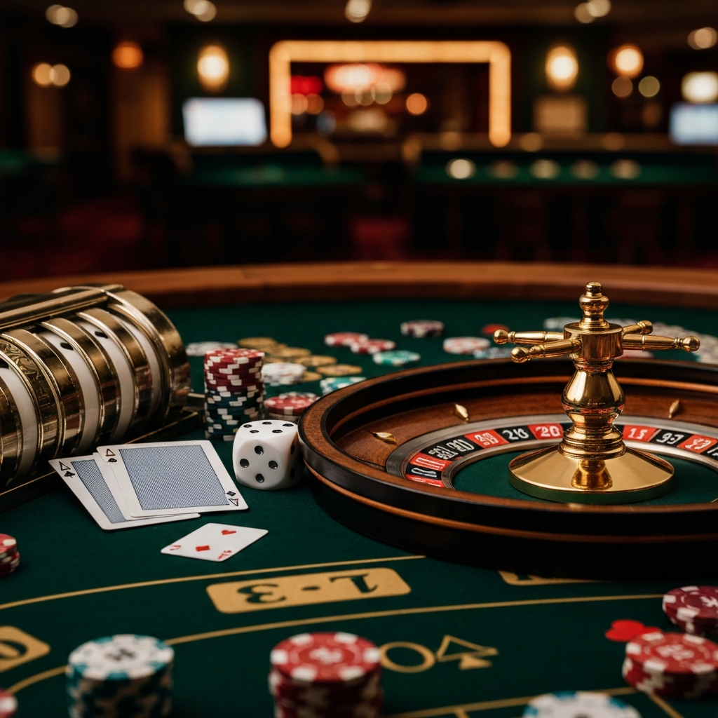 An elegant online roulette wheel and betting table